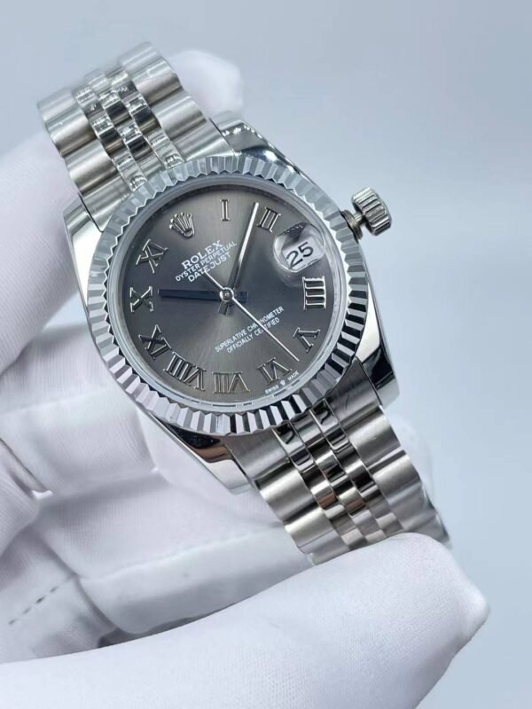 Rolex new brushed silver Roman bezel model, size 31mm