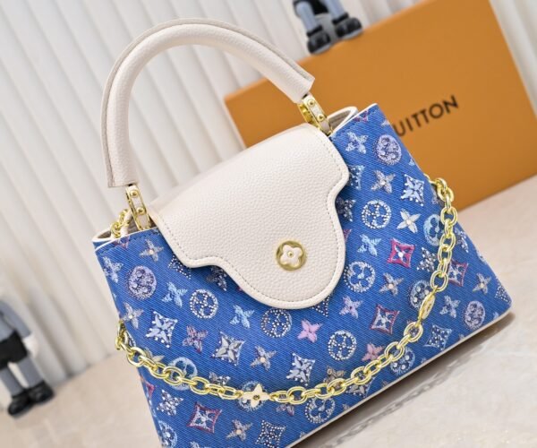 M12948 This Capucines BB handbag measures 27 x 18 x 9 centimeters (length x height x width)