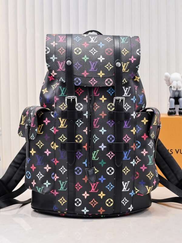 1 Black Tri-Colored 41379 CHRISTOPHER Small Bag with Shoulder Strap m41379 This is a Christopher small bag with shoulder strap, measuring 41.0 x 48.0 x 13.0 cm (length x height x width)