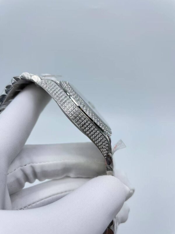 Rolex full diamond blank dial double calendar, 41mm in size.