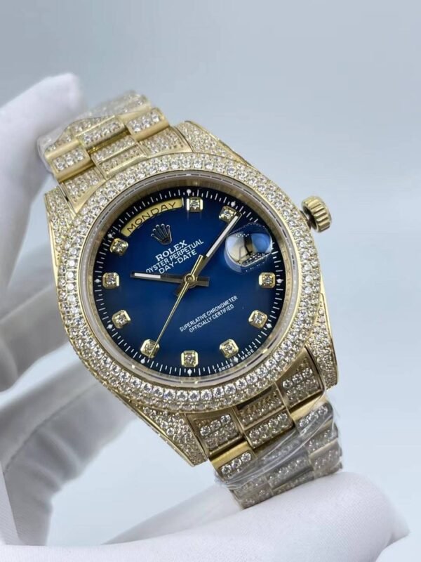 Rolex's new model with full diamond double calendar display, size 41mm