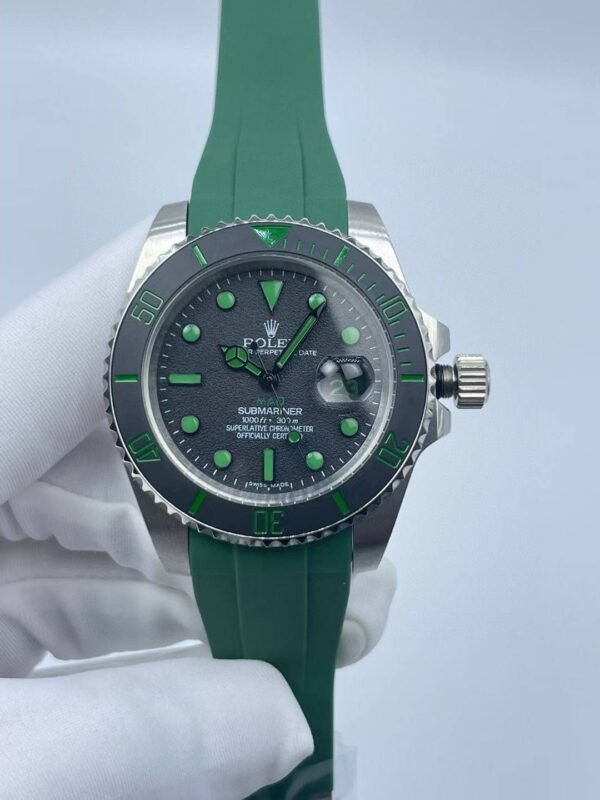New SUB Sea-Dweller Green Scale Mark Silicone Strap  40mm