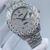Rolex's new full-diamond large-diameter bezel, with colorful Arabic numerals in a starburst pattern, measures 43mm.