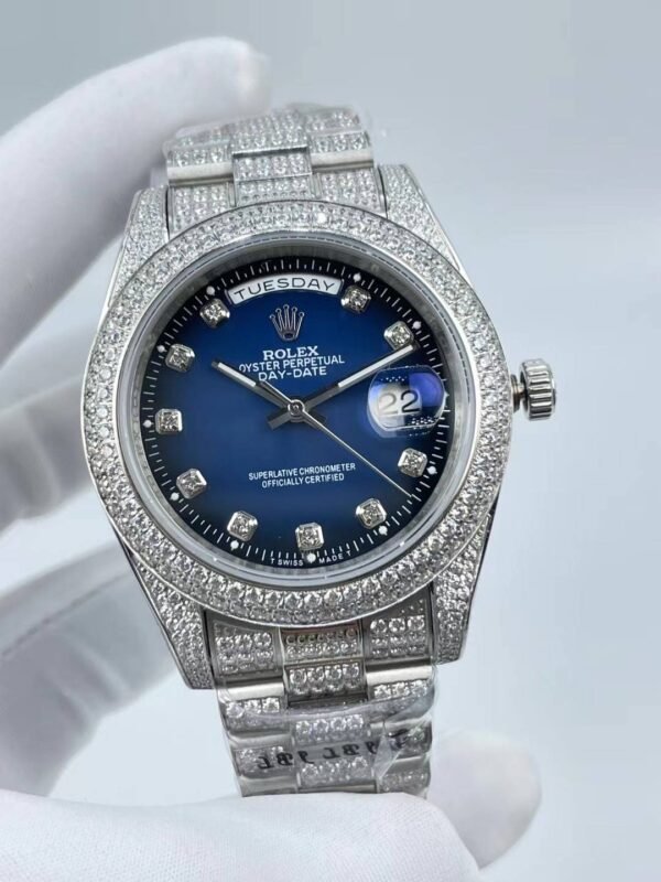 Rolex's new model with full diamond double calendar display, size 41mm