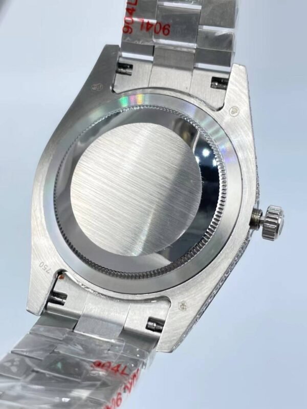 Rolex's new model with full diamonds, dual calendars, Arabic numerals on a light blue surface, size 41mm