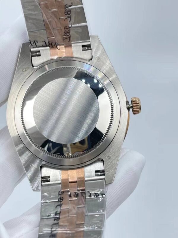 Rolex's new full-diamond large-diameter bezel, with colorful Arabic numerals in a starburst pattern, measures 43mm.