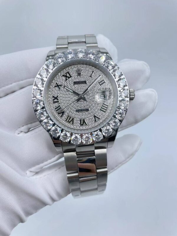 Rolex large diamond bezel with star-shaped design, size 41mm