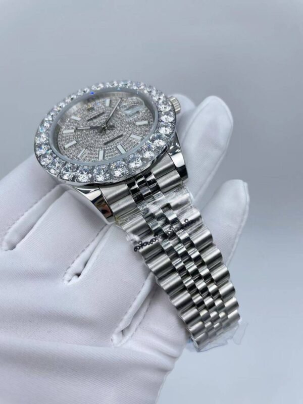 Rolex large diamond bezel with star-shaped design, size 41mm (small head grain strap)