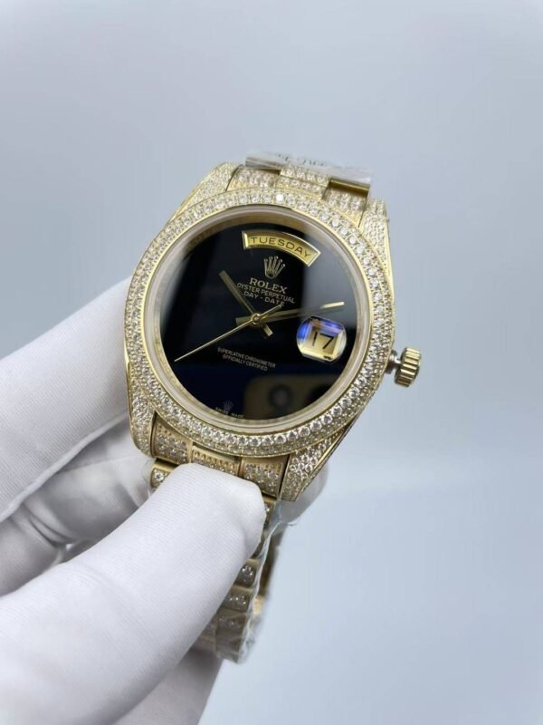 Rolex full-diamond blank face with dual calendars, size 41mm