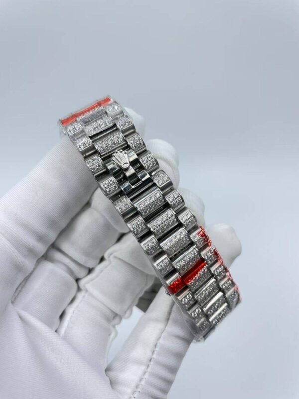 Rolex full-diamond blank face with dual calendars, size 41mm