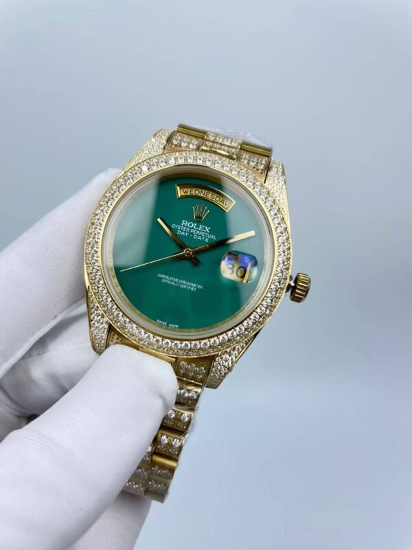 Rolex full-diamond blank face with dual calendars, size 41mm