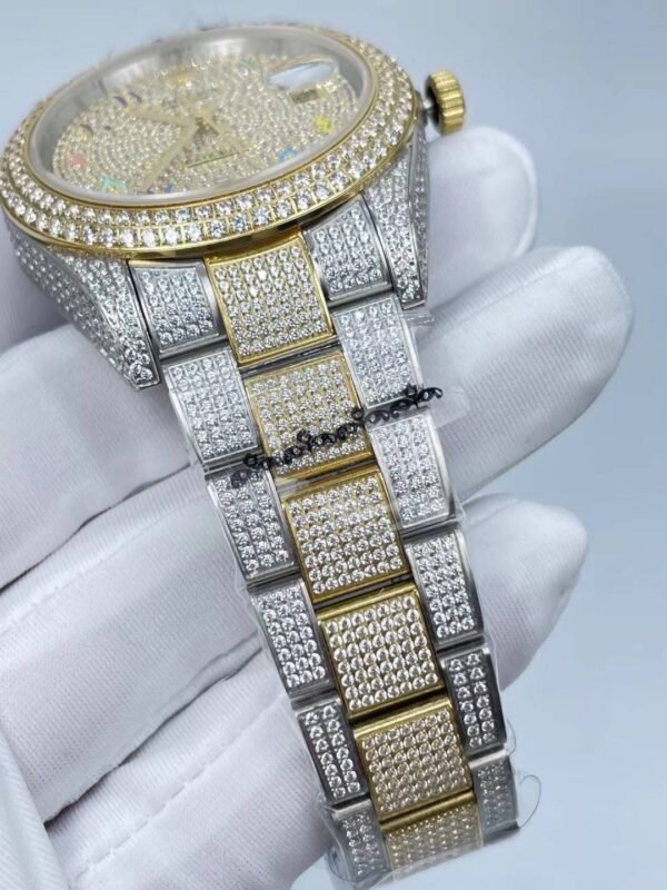 Rolex's new full-diamond flat three-leaf bracelet, with colorful Arabic numerals on a star-shaped surface, size 41mm