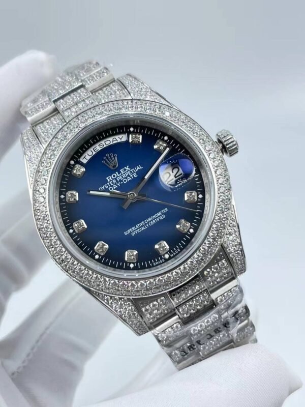Rolex's new model with full diamond double calendar display, size 41mm