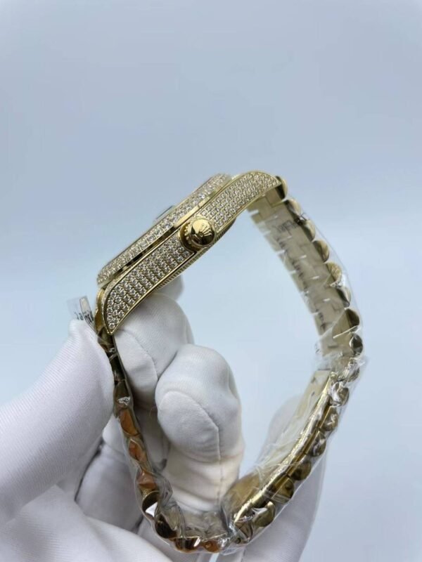 Rolex full-diamond blank face with dual calendars, size 41mm