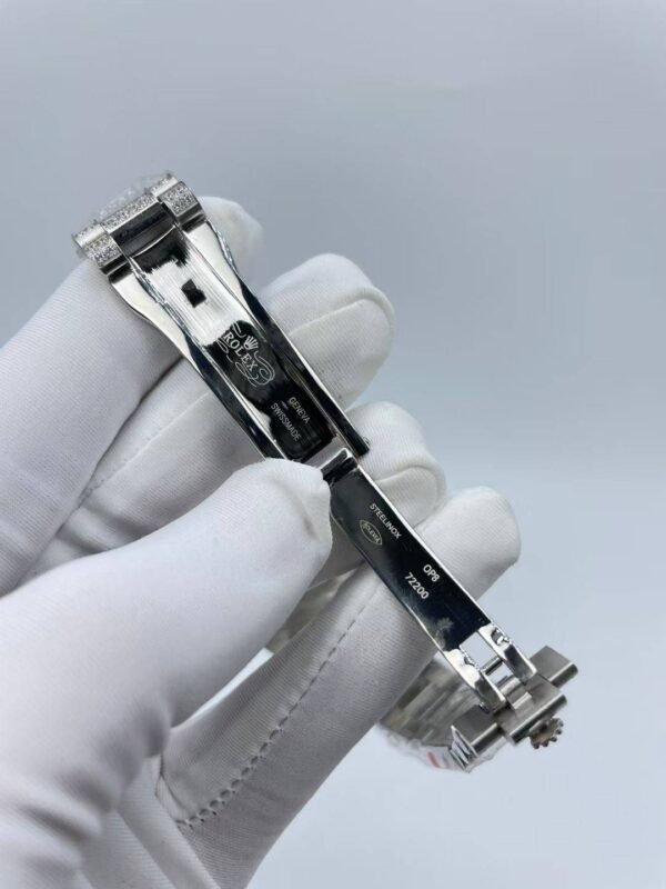 Rolex full diamond blank dial double calendar, 41mm in size.