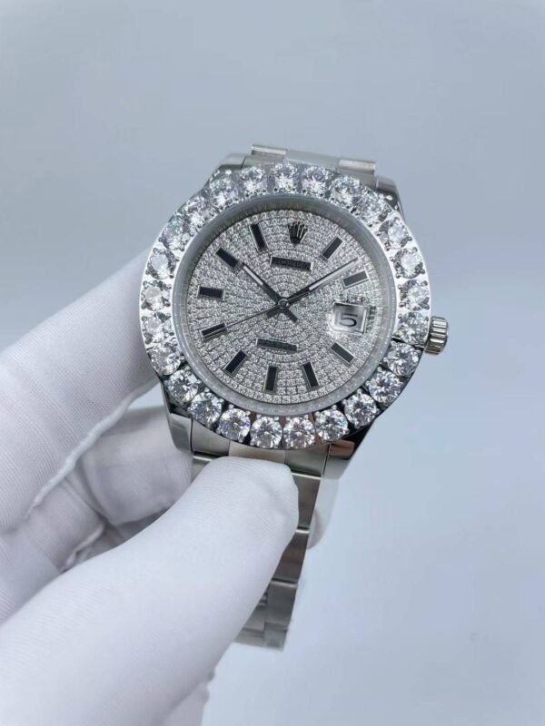 Rolex large diamond bezel with star-shaped design, size 41mm