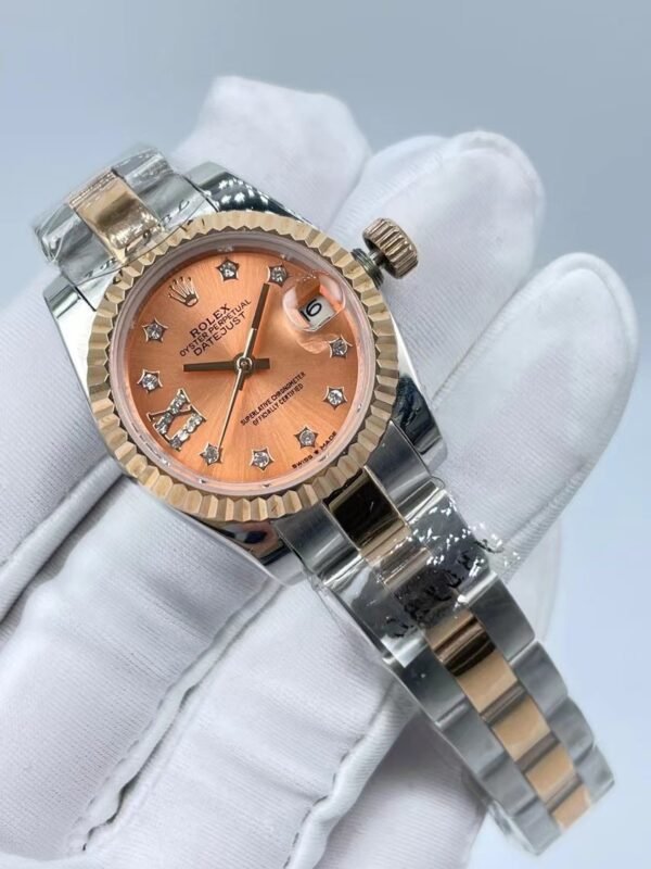 Rolex women's model with beaded star-shaped diamonds, size 26mm