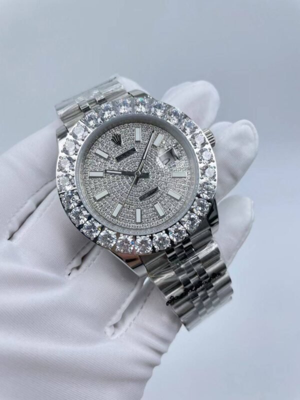 Rolex large diamond bezel with star-shaped design, size 41mm (small head grain strap)