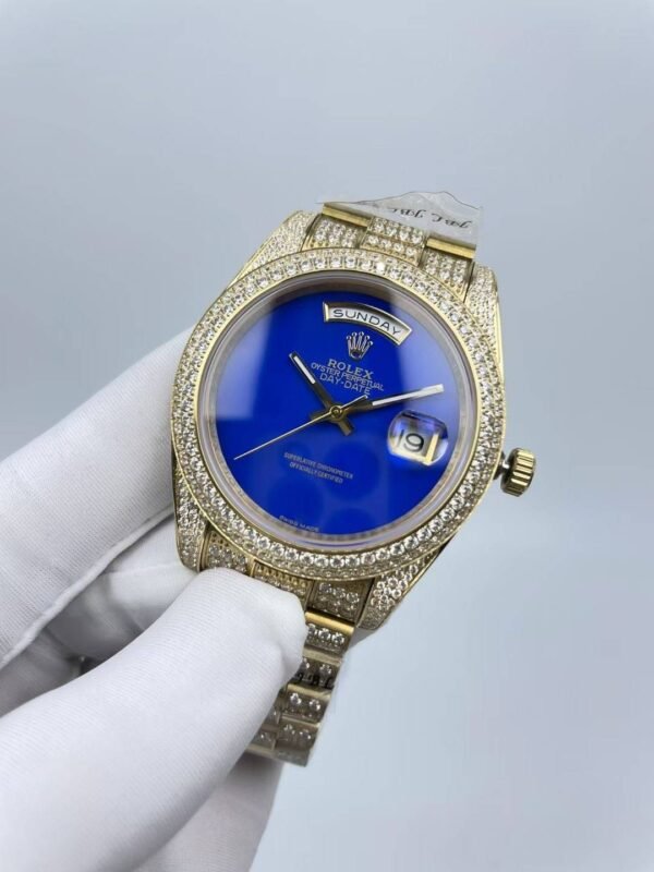 Rolex full-diamond blank face with dual calendars, size 41mm