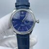 Blue dial, silver case, blue strap  39mm