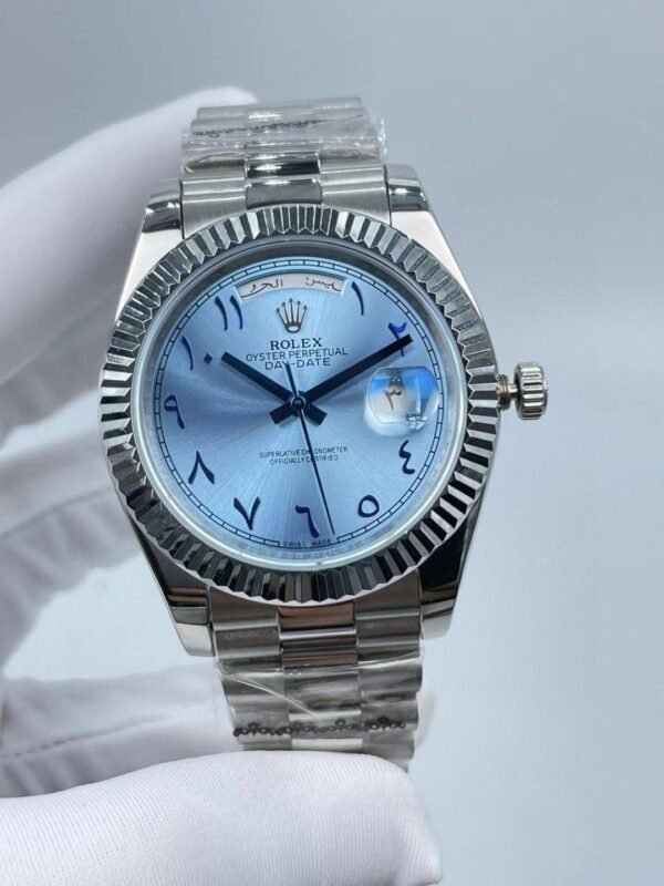 New Rolex model with Arabic numerals and Sunday calendar,  41mm