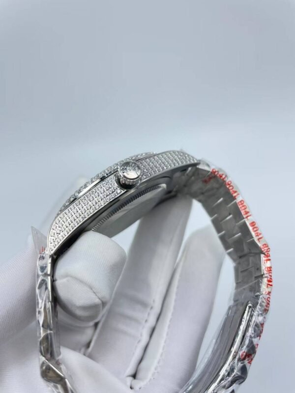 Rolex full diamond blank dial double calendar, 41mm in size.