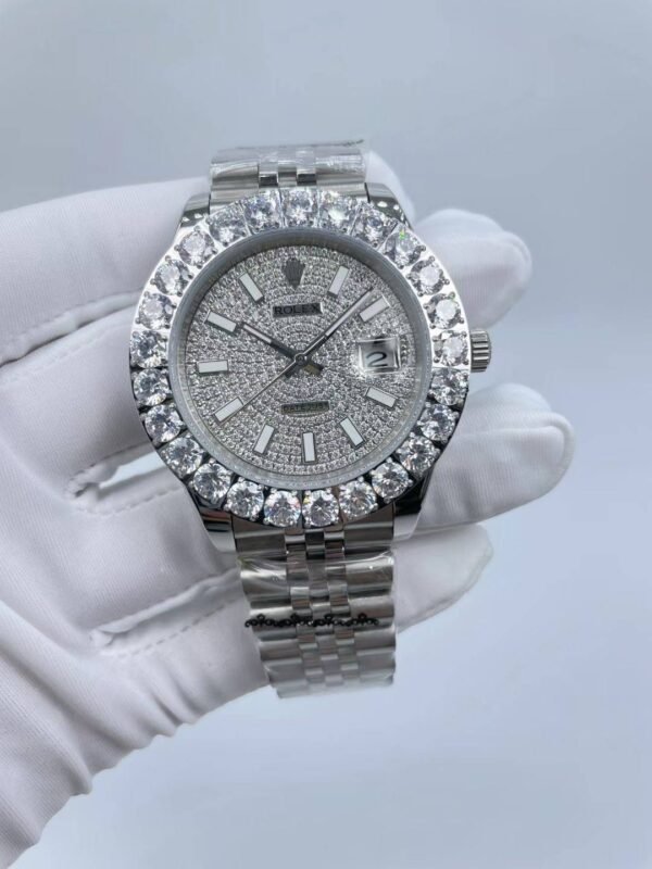 Rolex large diamond bezel with star-shaped design, size 41mm (small head grain strap)