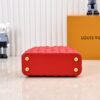 M23998 Red. This Monogram embroidered floral design emerges in the elegant quilting, adding to the Louis Vuitton store's decoration style for the Capucines mini handbag - 22 x 12 x 8 cm