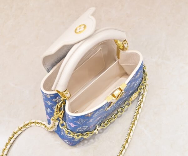 M12947 This Capucines mini handbag measures 21 x 14 x 8.0 cm (length x height x width)