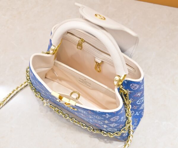 M12948 This Capucines BB handbag measures 27 x 18 x 9 centimeters (length x height x width)