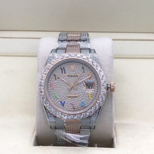 Rolex new bezel (3.55mm diamonds) starburst Arabic numerals design, size 41mm