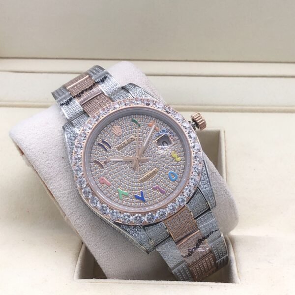 Rolex new bezel (3.55mm diamonds) starburst Arabic numerals design, size 41mm