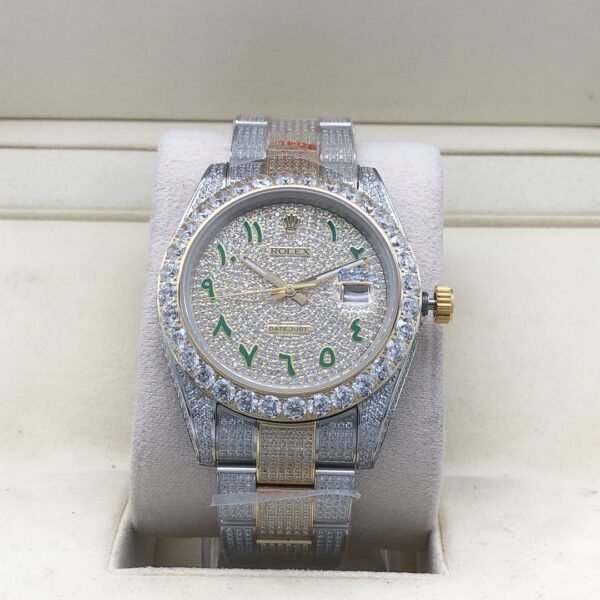 Rolex new bezel (3.55mm diamonds) starburst Arabic numerals design, size 41mm