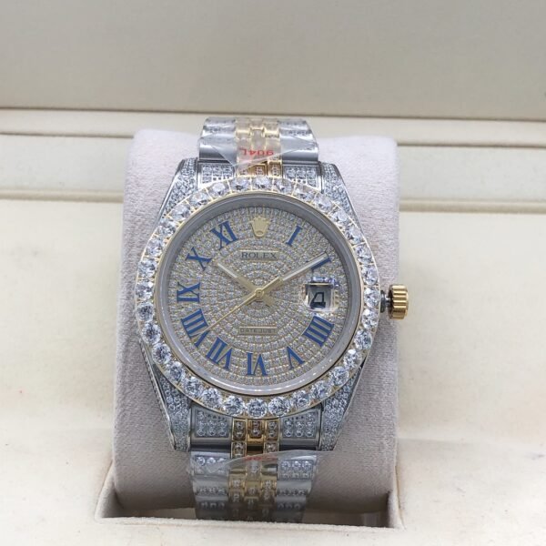 Rolex new bezel (3.55mm diamonds) star-shaped Roman dial, size 41mm