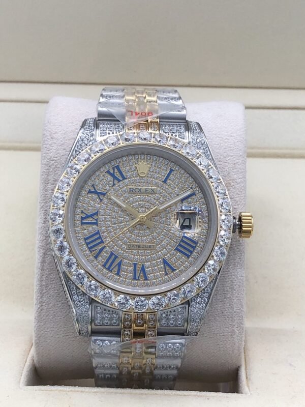 Rolex new bezel (3.55mm diamonds) star-shaped Roman dial, size 41mm