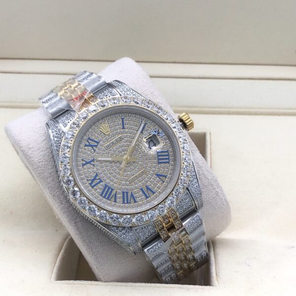 Rolex new bezel (3.55mm diamonds) star-shaped Roman dial, size 41mm