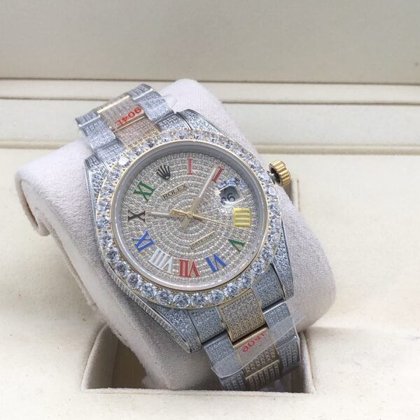 Rolex new bezel (3.55mm diamonds) star-shaped Roman dial, size 41mm