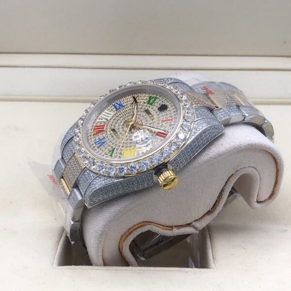 Rolex new bezel (3.55mm diamonds) star-shaped Roman dial, size 41mm