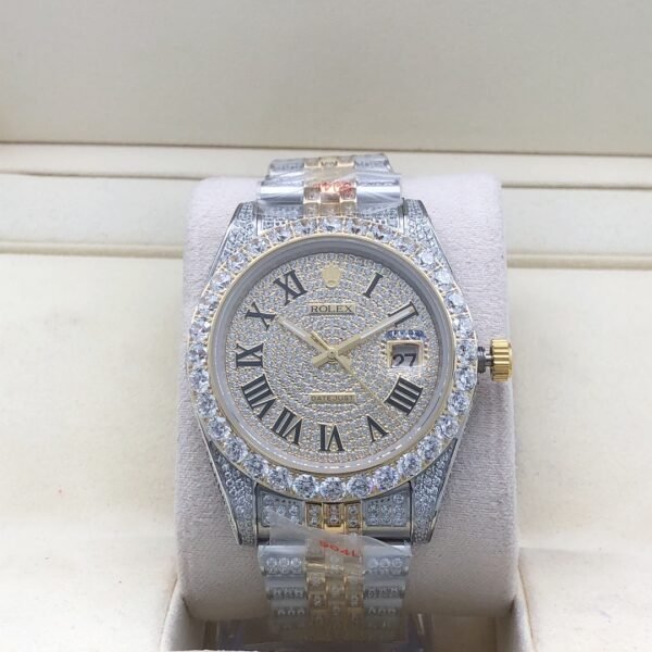Rolex new bezel (3.55mm diamonds) star-shaped Roman dial, size 41mm