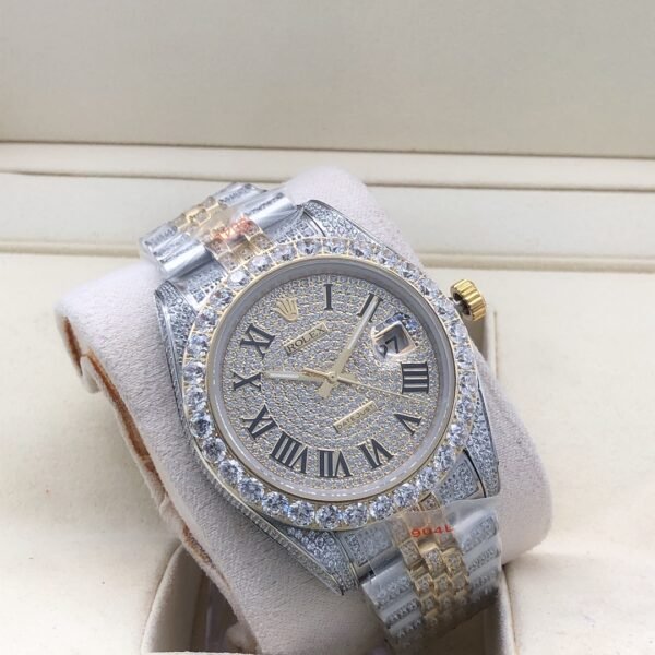 Rolex new bezel (3.55mm diamonds) star-shaped Roman dial, size 41mm