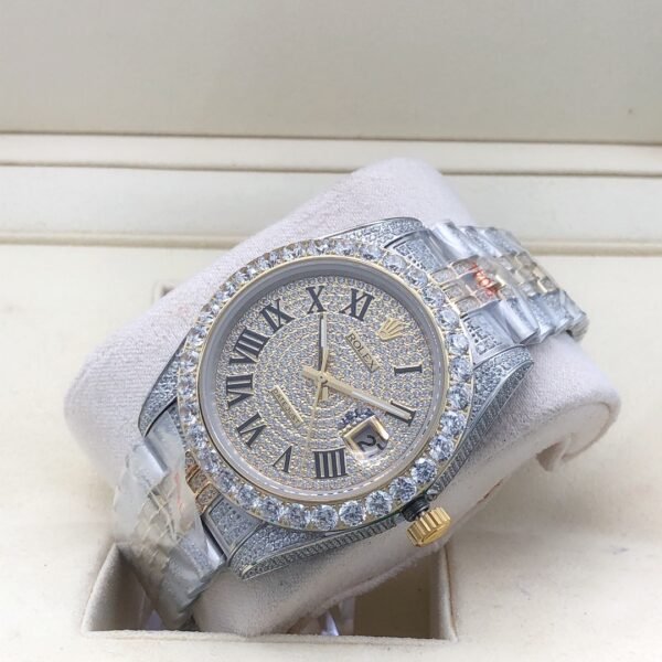 Rolex new bezel (3.55mm diamonds) star-shaped Roman dial, size 41mm