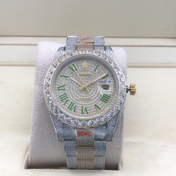 Rolex new bezel (3.55mm diamonds) star-shaped Roman dial, size 41mm