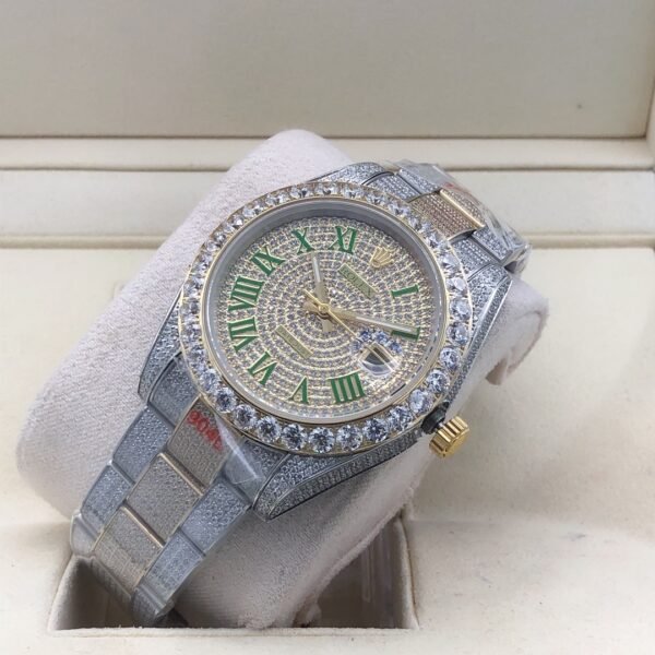 Rolex new bezel (3.55mm diamonds) star-shaped Roman dial, size 41mm
