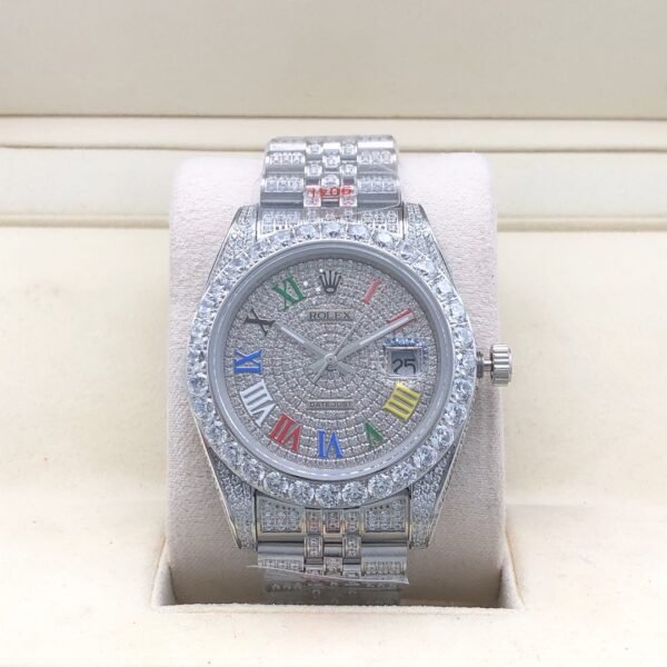 Rolex new bezel (3.55mm diamonds) star-shaped Roman dial, size 41mm