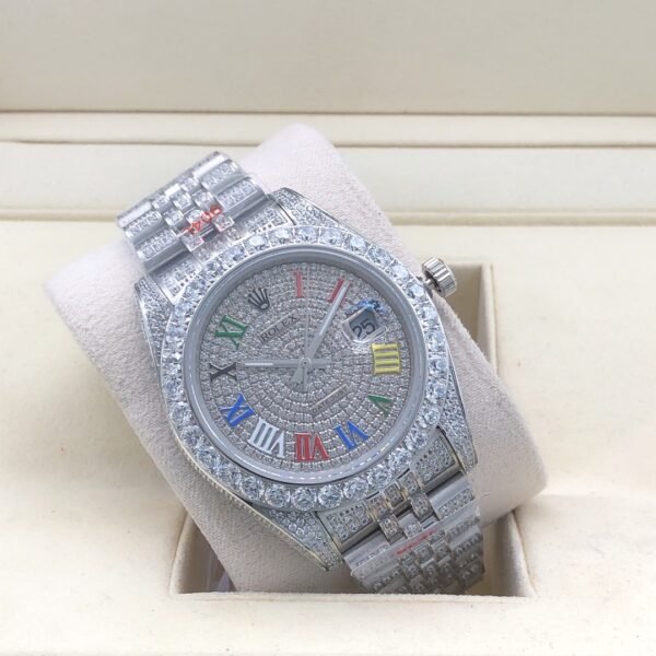 Rolex new bezel (3.55mm diamonds) star-shaped Roman dial, size 41mm