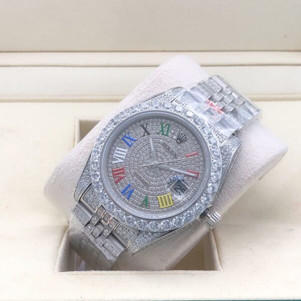 Rolex new bezel (3.55mm diamonds) star-shaped Roman dial, size 41mm