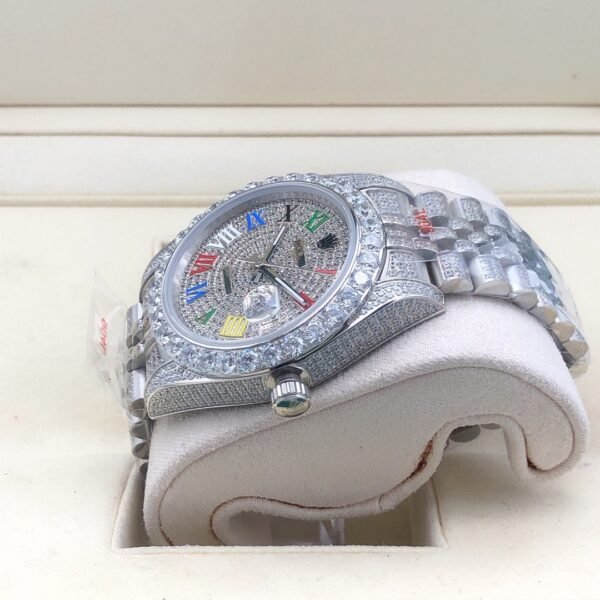 Rolex new bezel (3.55mm diamonds) star-shaped Roman dial, size 41mm