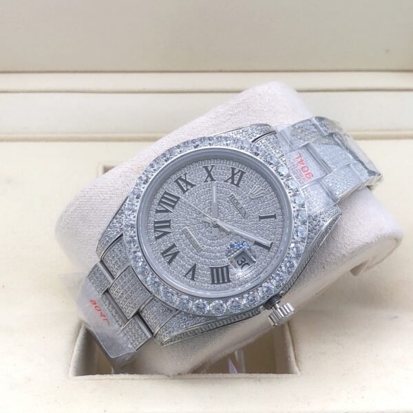 Rolex new bezel (3.55mm diamonds) star-shaped Roman dial, size 41mm