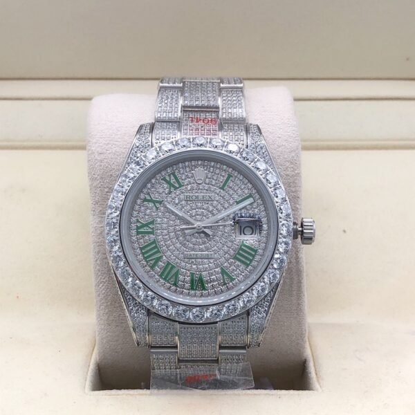 Rolex new bezel (3.55mm diamonds) star-shaped Roman dial, size 41mm