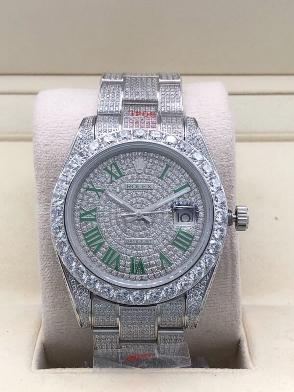 Rolex new bezel (3.55mm diamonds) star-shaped Roman dial, size 41mm
